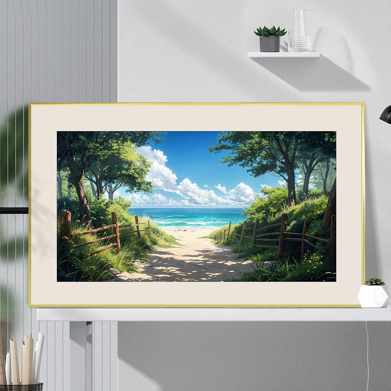 HeeBenor Large Diamond Art Kits for Adults, 5D Beach Diamond Painting Kits, DIY Full Drill Landscape Beach Diamond Art, Gem Painting Kit for Home Wall Decor, 27.5 X 15.7 Inch