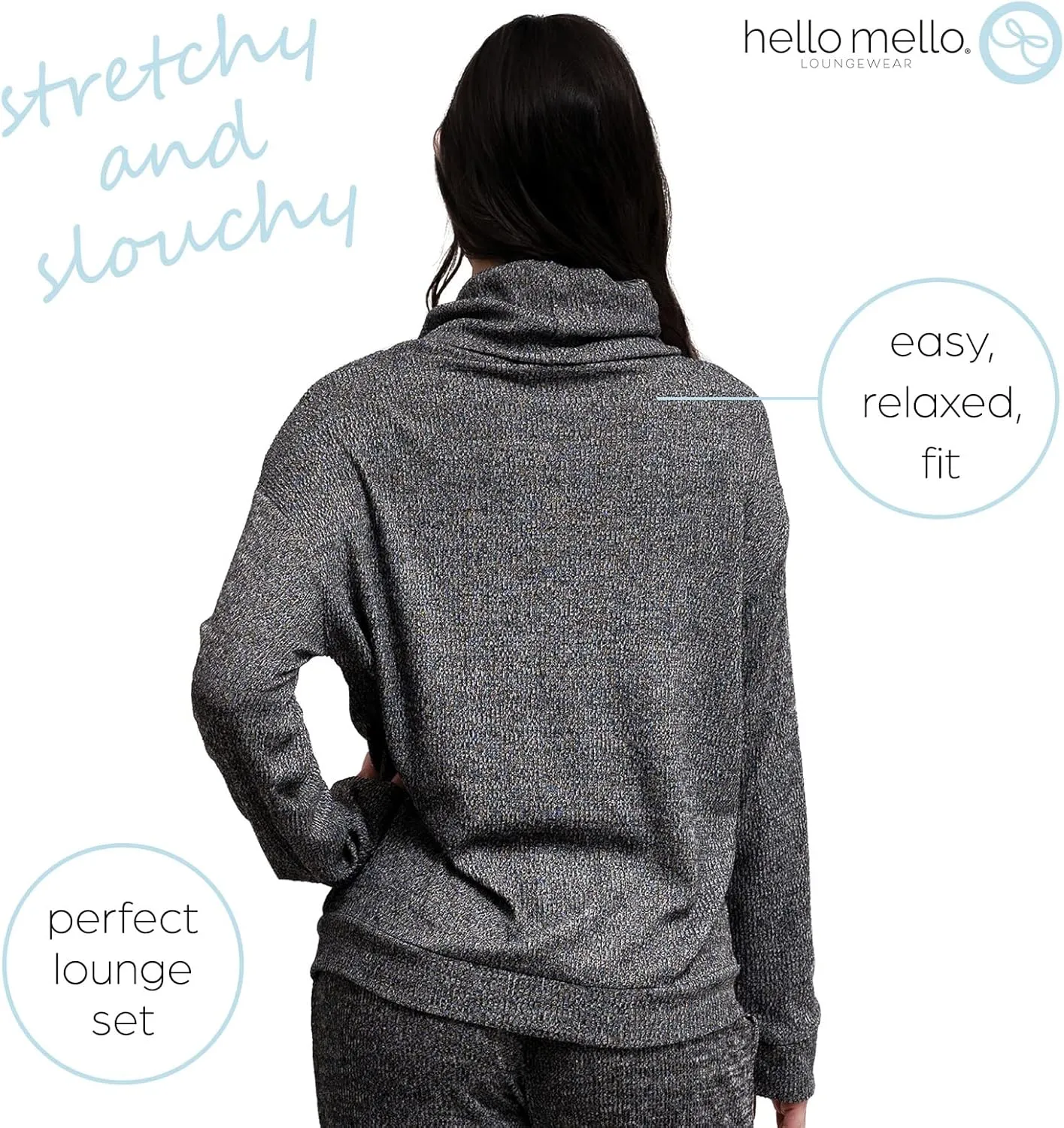 Hello Mello CuddleBlend Women’s Lounge Comfortable Pajama Long Sleeve Top with Cowl Neck and Thumbholes