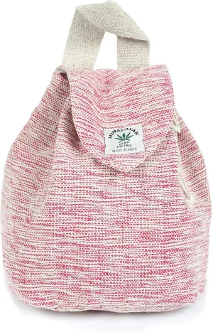 Hemp small bag for women Light Weight Adjustable strap string closure cute backpack Bag for travel casual daypack (Pink)