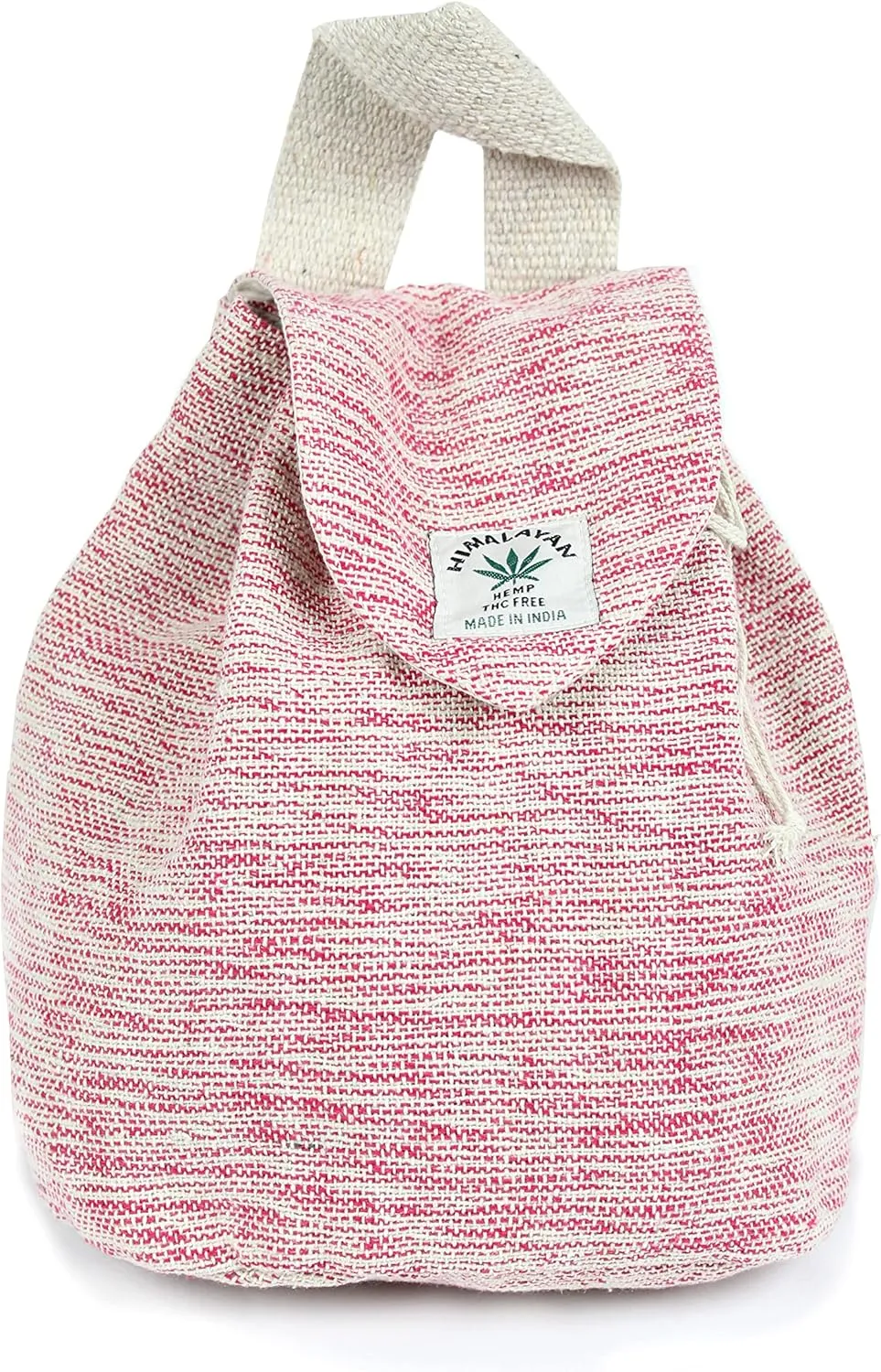Hemp small bag for women Light Weight Adjustable strap string closure cute backpack Bag for travel casual daypack (Pink)