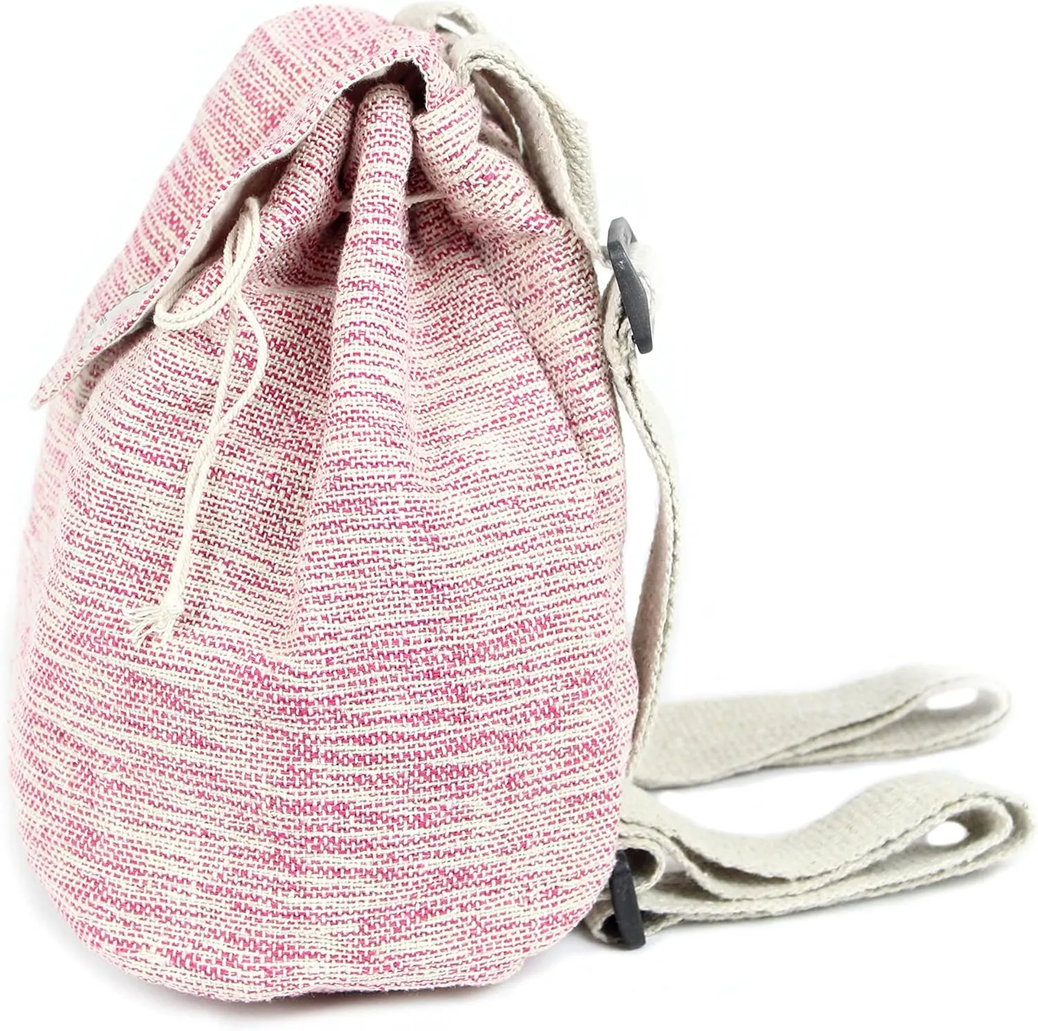 Hemp small bag for women Light Weight Adjustable strap string closure cute backpack Bag for travel casual daypack (Pink)