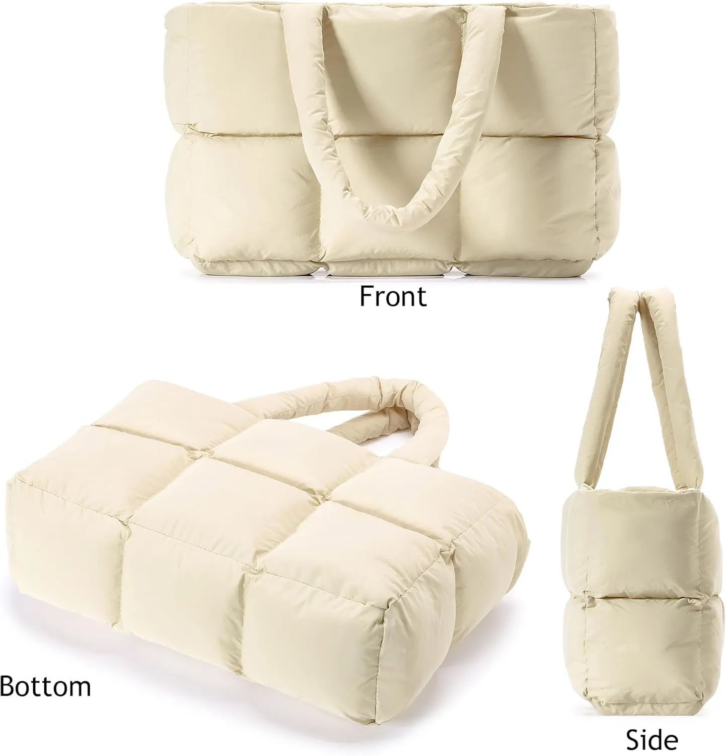Herald Puffer Tote Bag for Women, Large Quilted Puffy Handbag Lightweight Satchel Purse for Work Travel Gym Shop