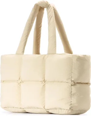 Herald Puffer Tote Bag for Women, Large Quilted Puffy Handbag Lightweight Satchel Purse for Work Travel Gym Shop