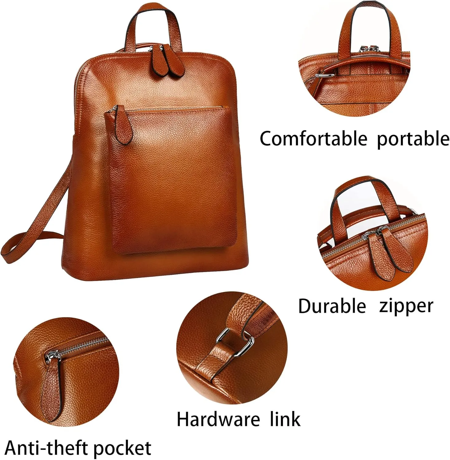 HESHE Backpack for Women Leather Backpack Purse Convertible Designer Bag Back Pack for Work Everything Bag