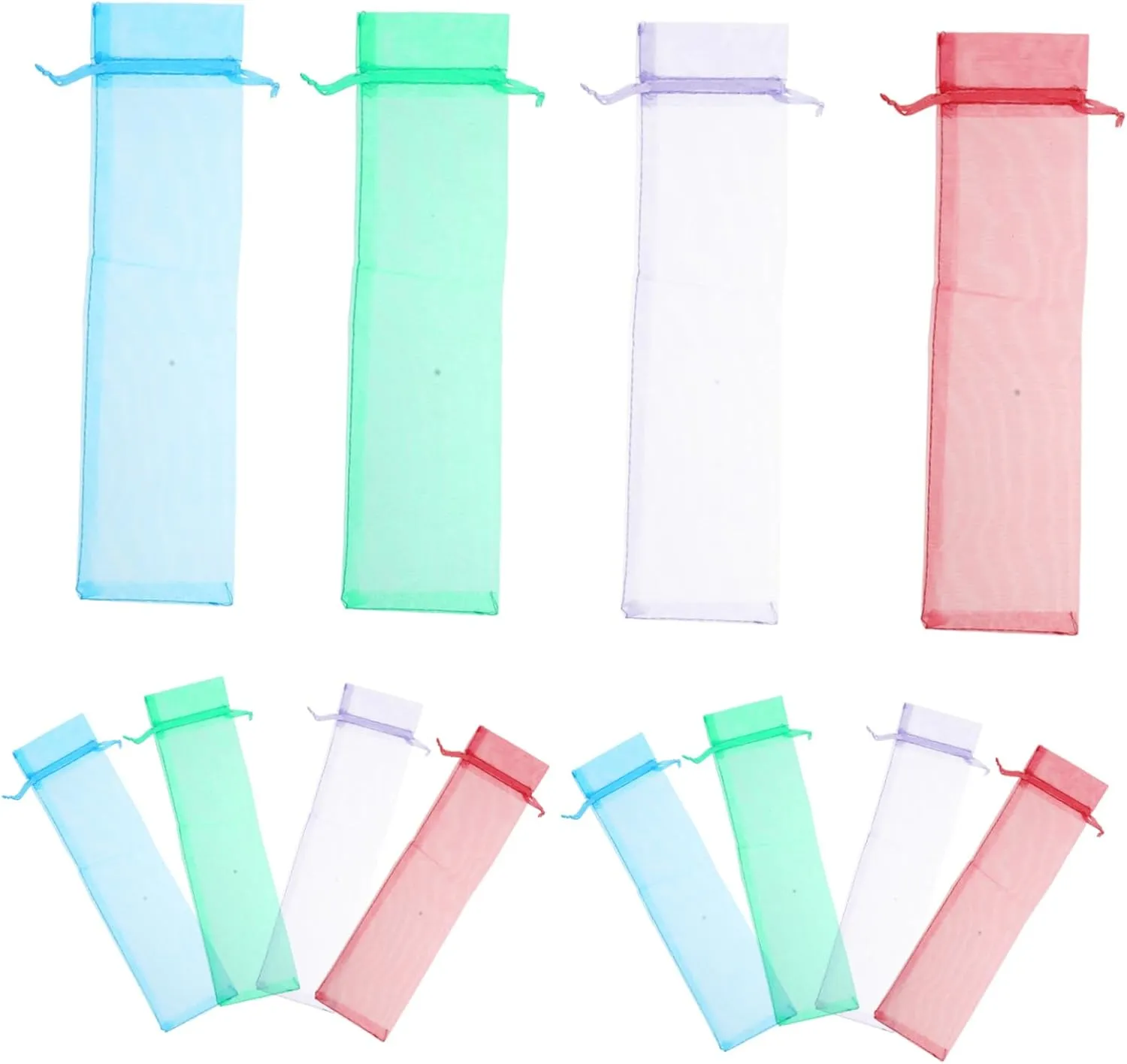 HIAKDOFT 1set Organza Drawstring Bags for Hand Fans Lightweight Folding Fan Cases Versatile Storage Pouches for Tableware and Pens Each Lake 12pcs