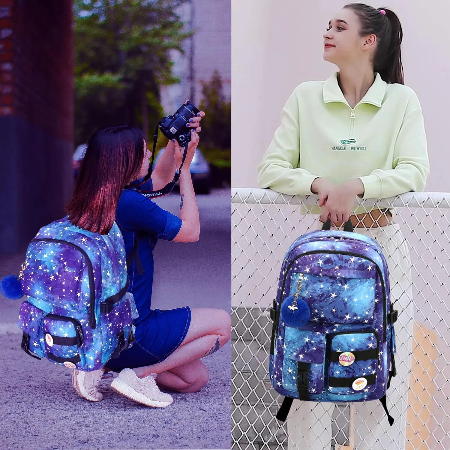 Hidds Laptop Backpacks 16 Inch School Bag College Backpack Anti Theft Travel Casual Daypack Bags Cute Bookbags Large Colorfull Carry on Back Pack for Teens Girls Women Students (Galaxy Blue)