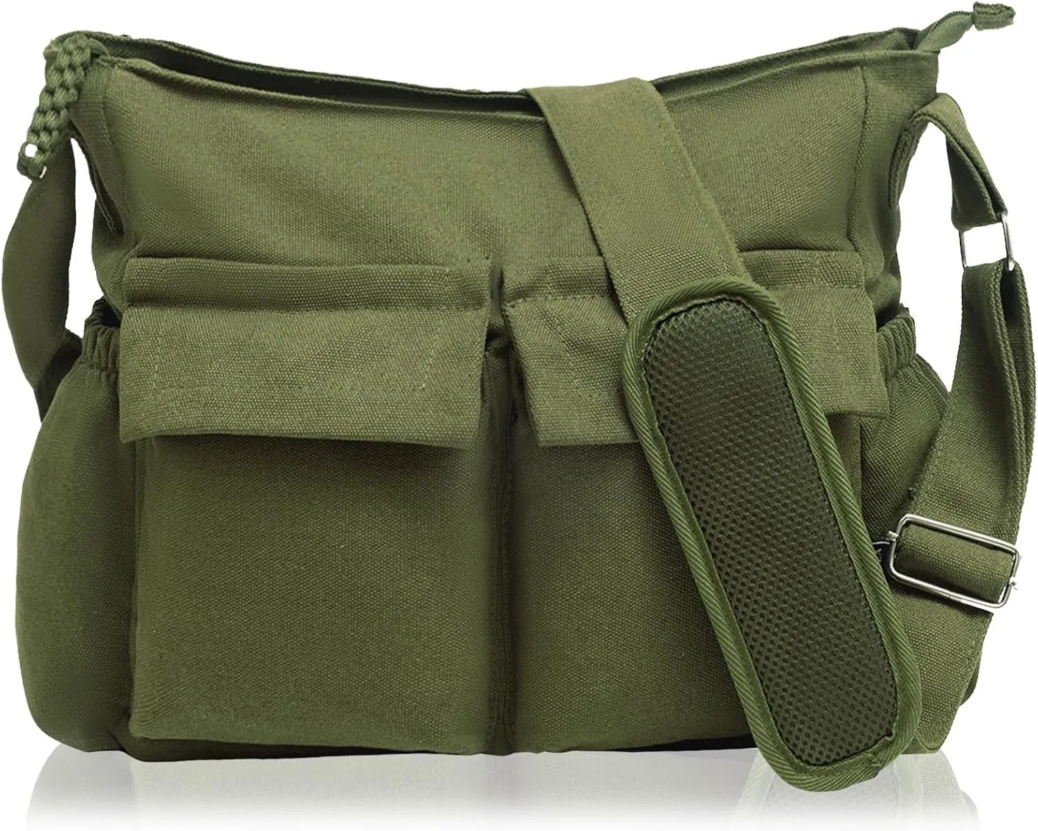 High Density Canvas Messenger Bag for Men/Women, 15” Large Crossbody Shoulder Bag Tote Bag for College/Travel/Work Daily Use