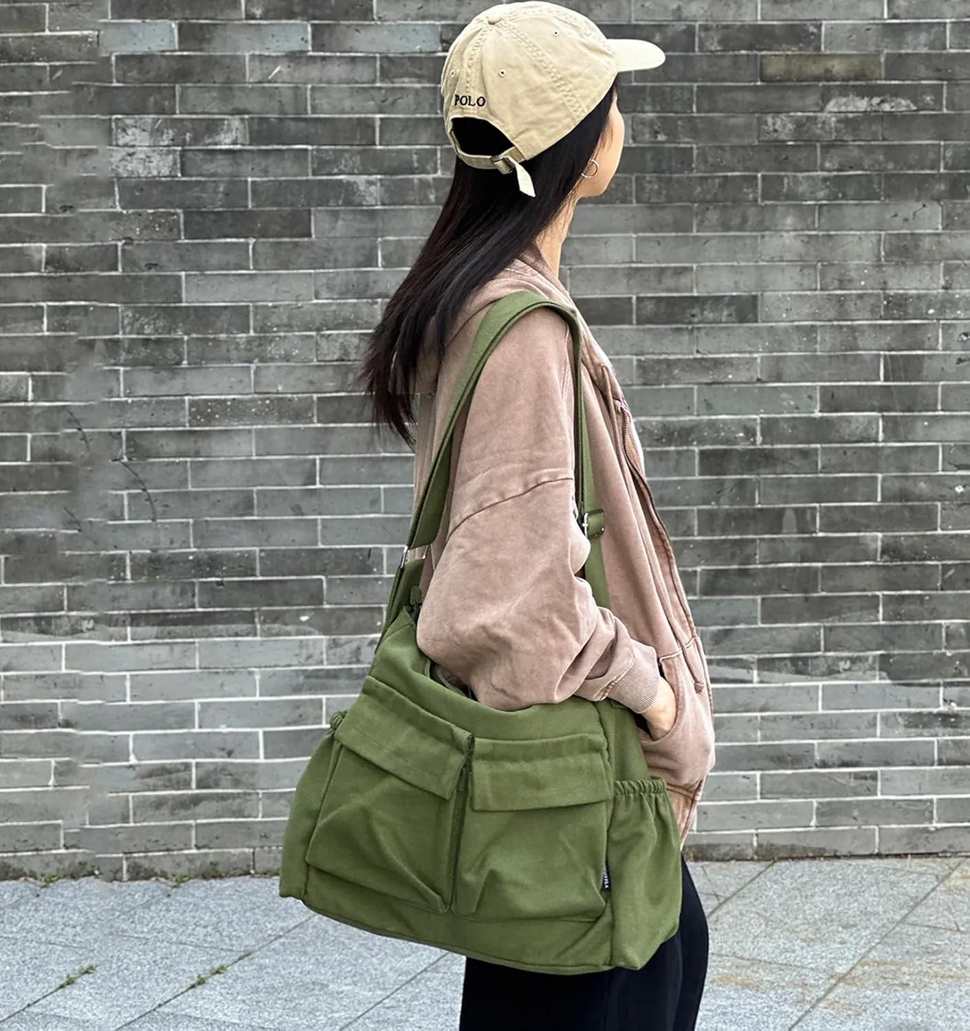 High Density Canvas Messenger Bag for Men/Women, 15” Large Crossbody Shoulder Bag Tote Bag for College/Travel/Work Daily Use