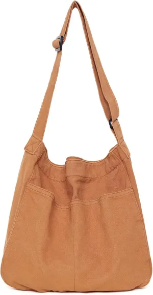 Hobo Bag Canvas Crossbody Shoulder Bag for Women and Men Large Casual Messenger Bags Canvas Tote Bag Travel Work