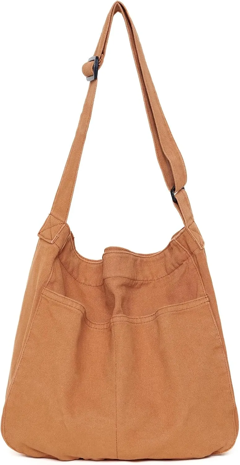 Hobo Bag Canvas Crossbody Shoulder Bag for Women and Men Large Casual Messenger Bags Canvas Tote Bag Travel Work