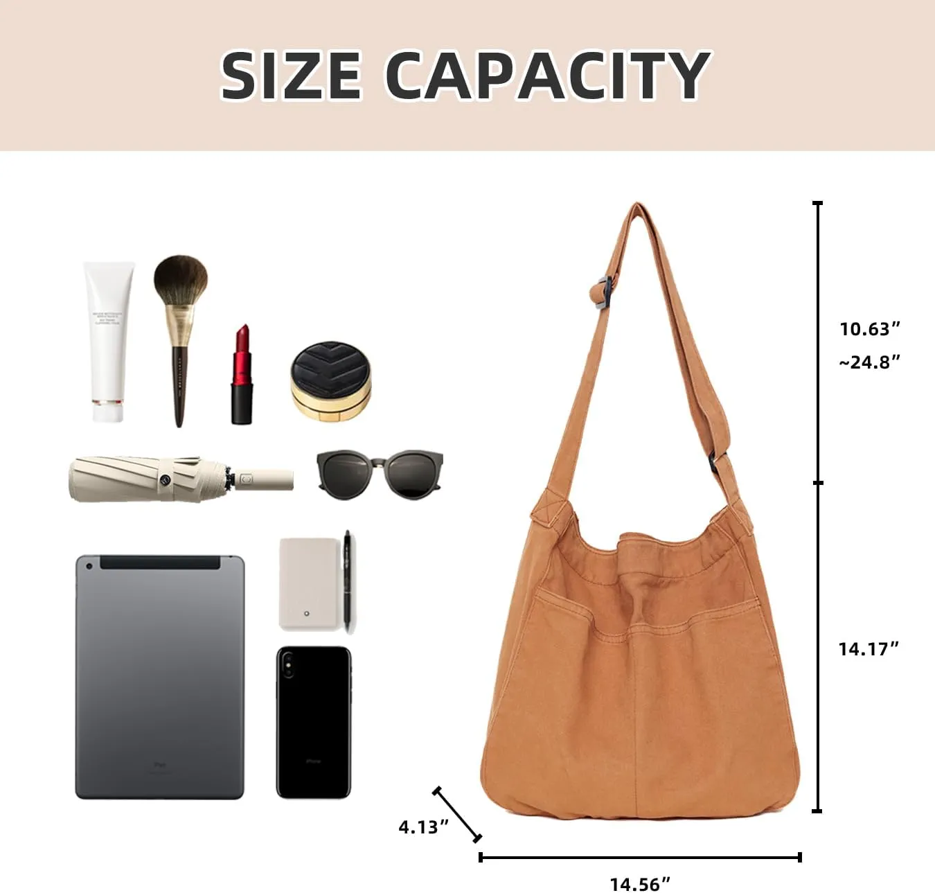 Hobo Bag Canvas Crossbody Shoulder Bag for Women and Men Large Casual Messenger Bags Canvas Tote Bag Travel Work