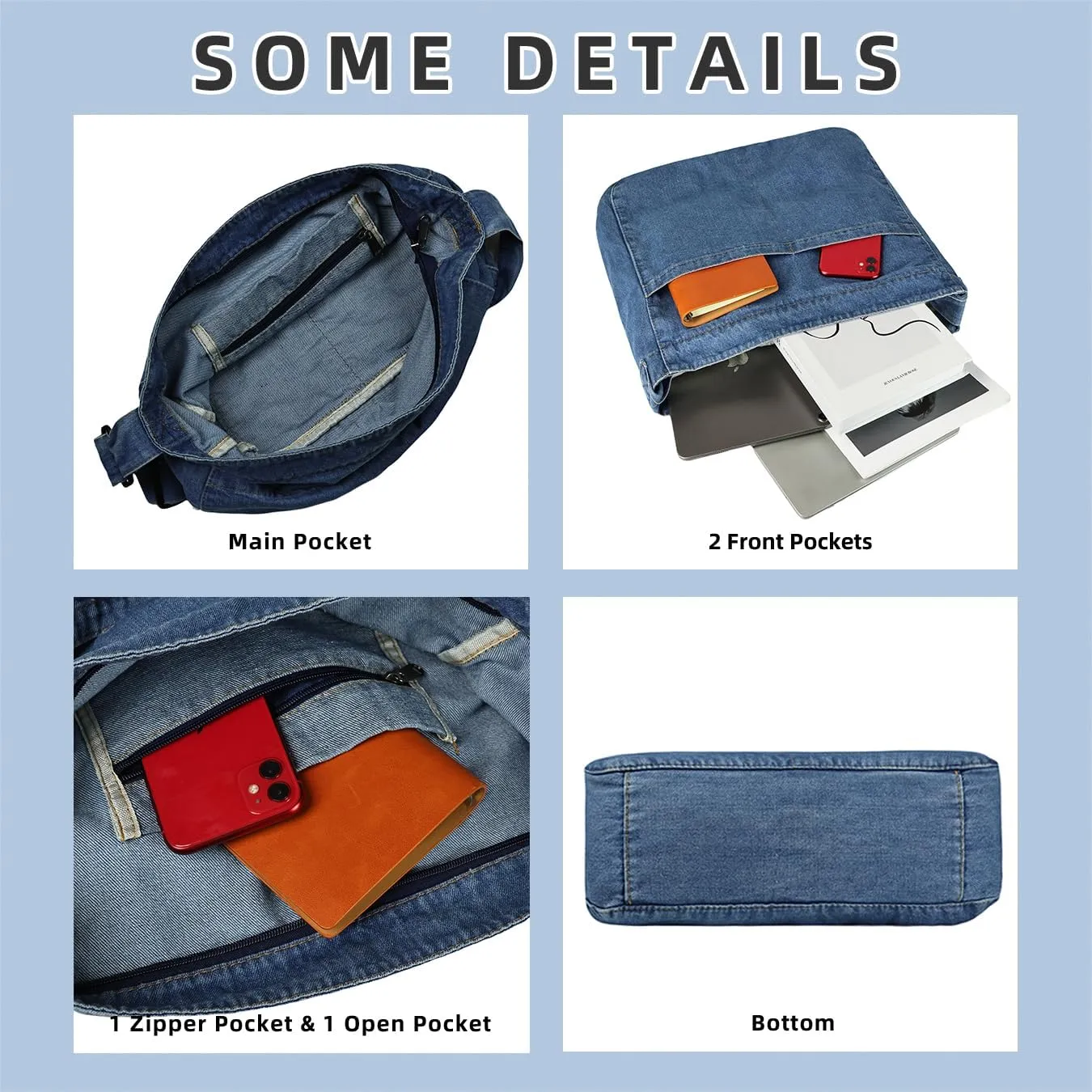 Hobo Bag Canvas Crossbody Shoulder Bag for Women and Men Large Casual Messenger Bags Canvas Tote Bag Travel Work