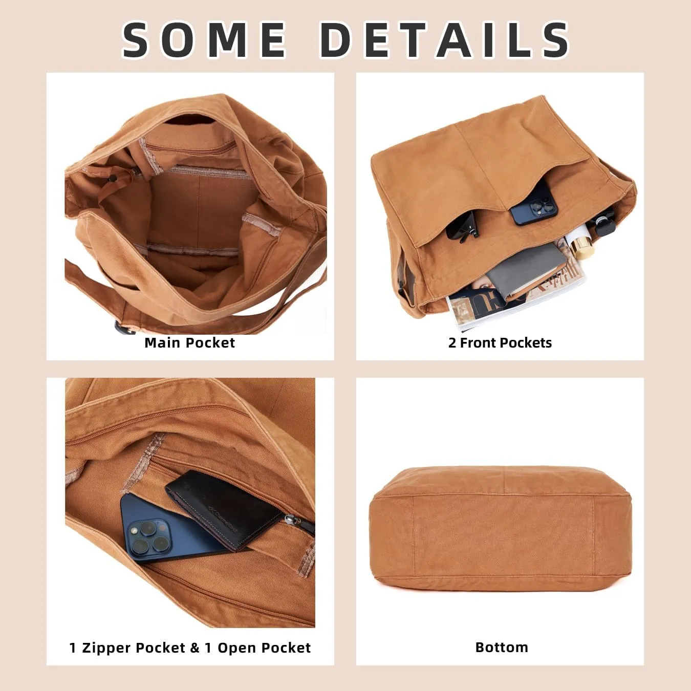Hobo Bag Canvas Crossbody Shoulder Bag for Women and Men Large Casual Messenger Bags Canvas Tote Bag Travel Work