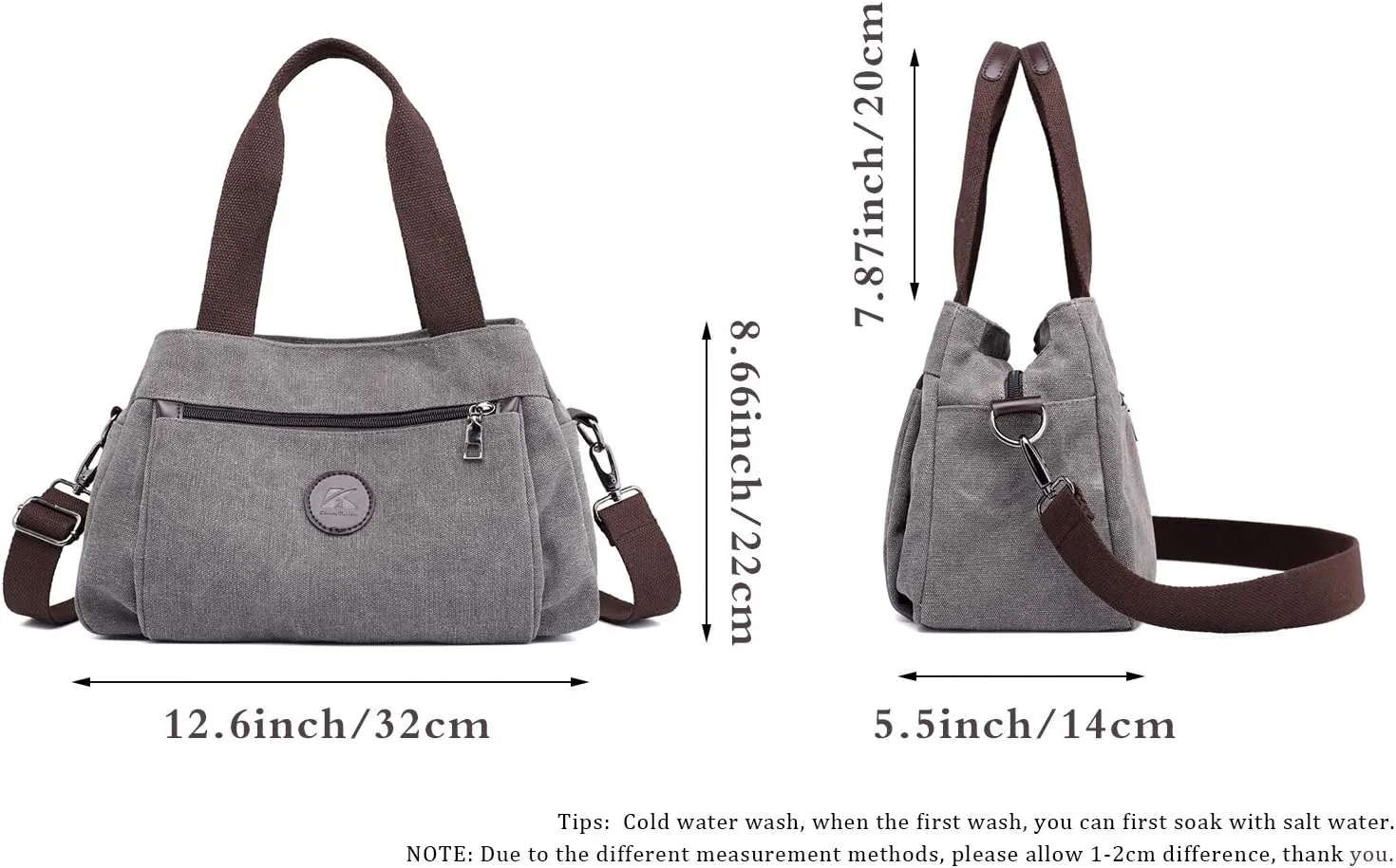 Hobo Handbags Canvas Crossbody Bag for Women Multi Compartment Tote Purse Bags