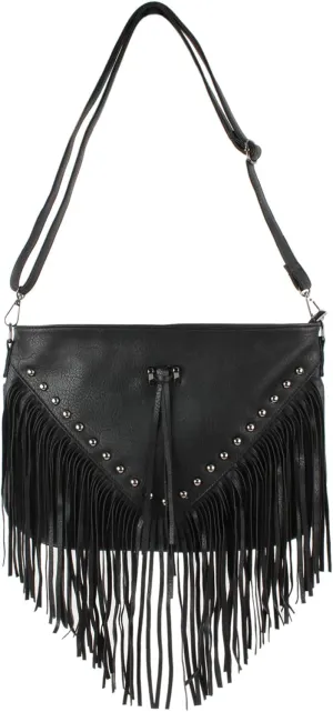 Hoce Women’s Leather Fringe Messenger Bag Large Hobo Crossbody Tassel Shoulder Bags, Gift for Mom Wife Girlfriend