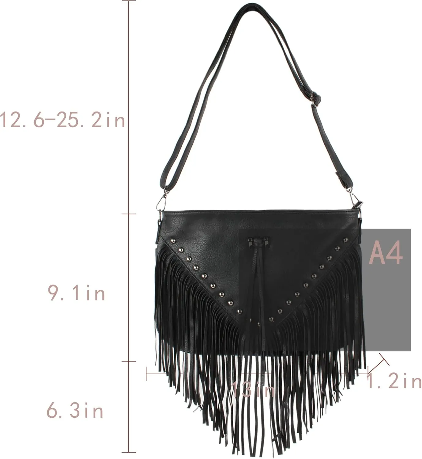 Hoce Women’s Leather Fringe Messenger Bag Large Hobo Crossbody Tassel Shoulder Bags, Gift for Mom Wife Girlfriend