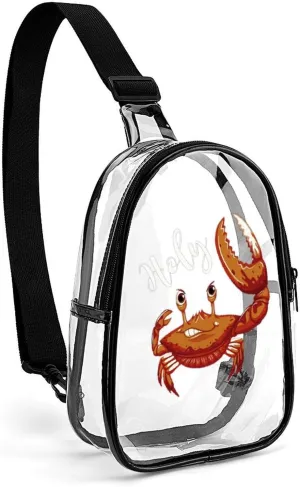 Holy Crab Clear Sling Bag Stadium Crossbody Bags Purses for Women Men with Adjustable Strap