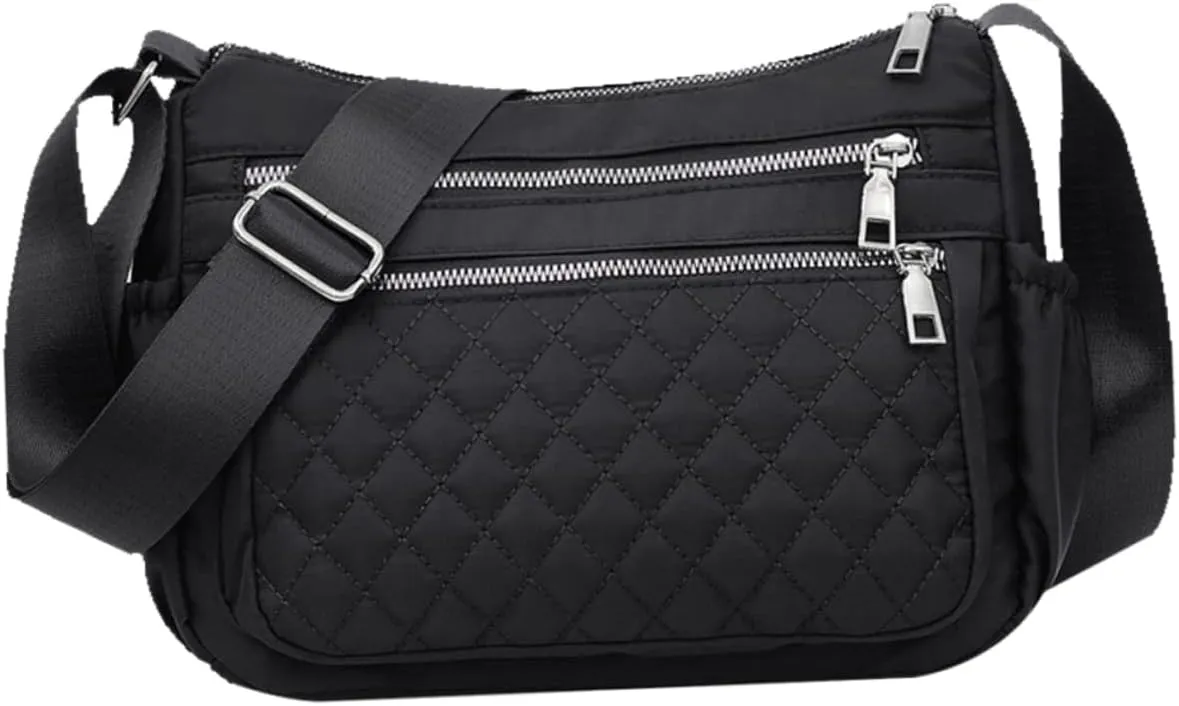 Homoyoyo Multi-pocket Canvas Shoulder Bag Crossbody Purse Zipper Closure Adjustable Strap