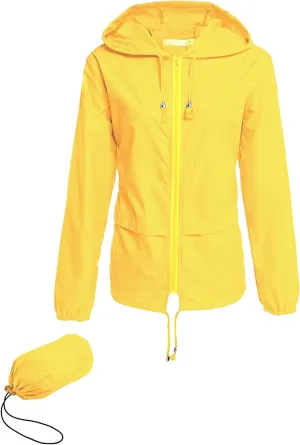 Hount Women's Lightweight Hooded Raincoat Waterproof Packable Active Outdoor Rain Jacket (S-3XL)
