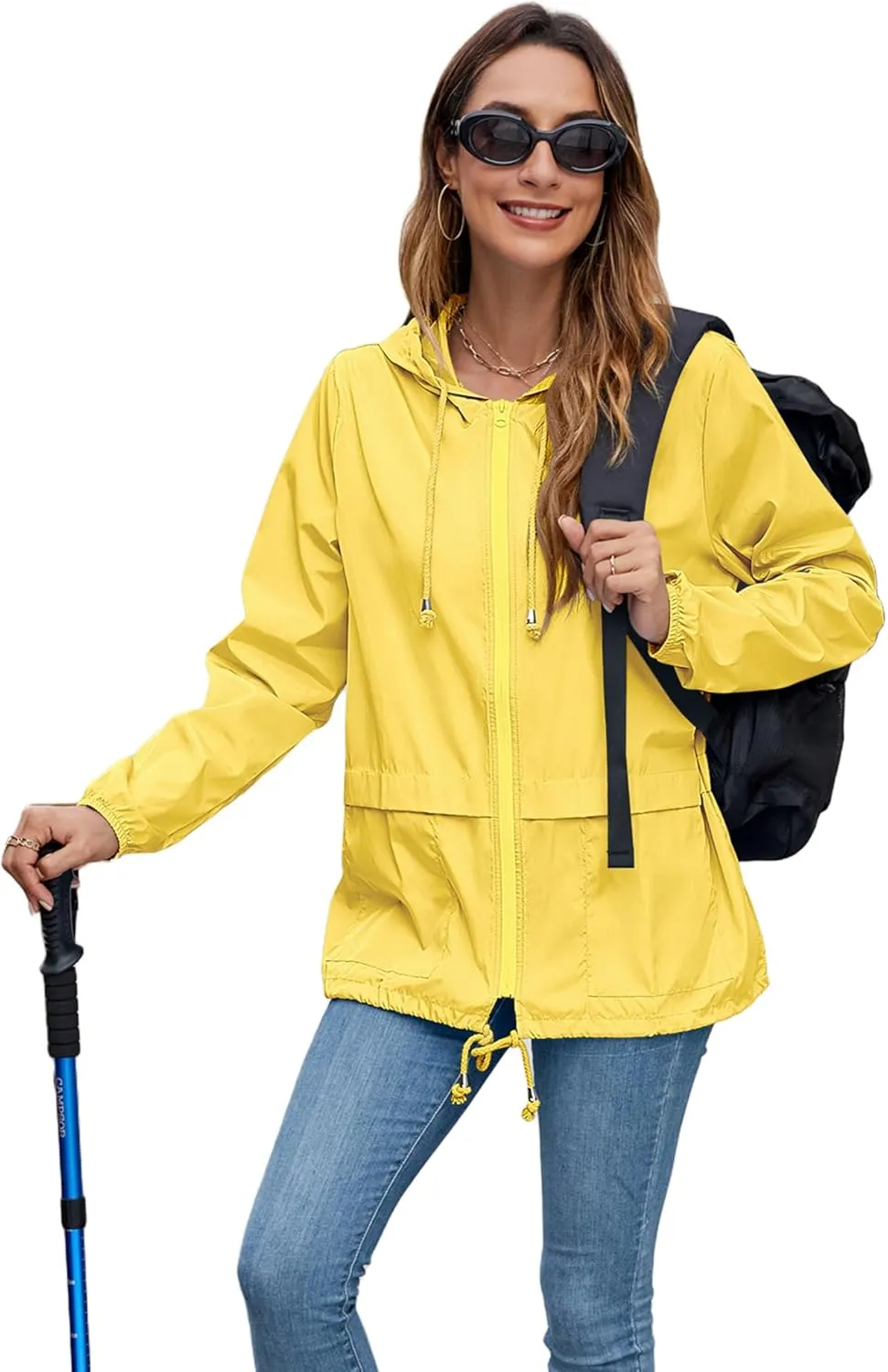 Hount Women's Lightweight Hooded Raincoat Waterproof Packable Active Outdoor Rain Jacket (S-3XL)