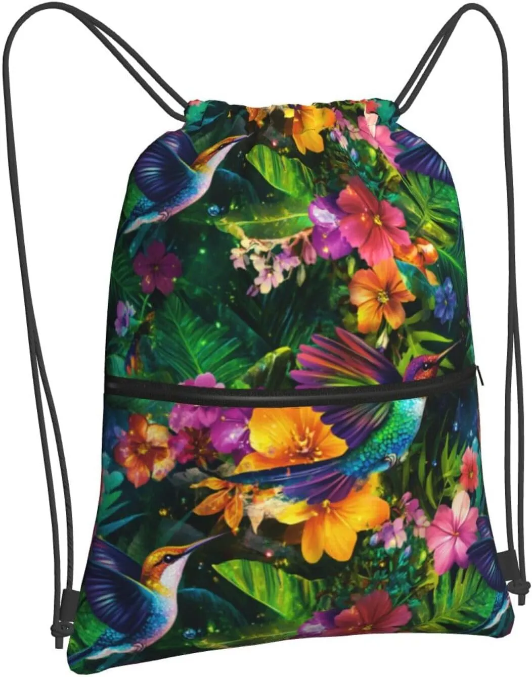 Hummingbird Drawstring Backpack Unisex Gym Bags Sport String Bag for Hiking Yoga Travel Swimming Beach 15 X 18 Inch