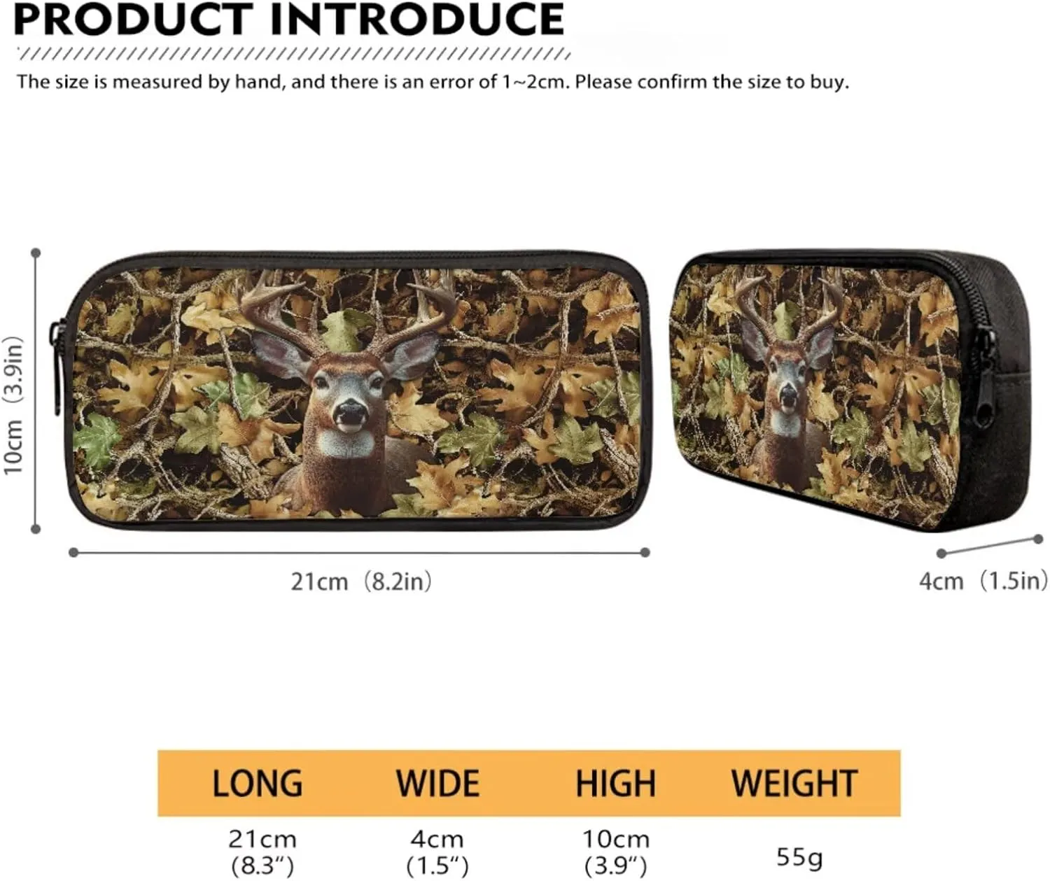 Hunting Forest Elk Print Kids Backpack with Small Lunch Tote Bag & Pencil Case Zipper Closure Girls Boys Teens Shoulder Bookbag Rucksacks with Zipper Pocket, Set of 3