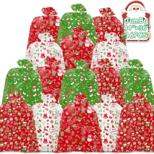 HYmoso 16PCS Extra Large Christmas Bags - Jumbo Gift Bags, Giant Size, Super Big