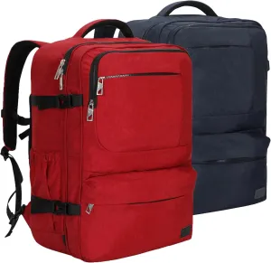 Hynes Eagle 44L Carry on Backpack Airline Approved Travel Backpack for Men Women Large Laptop Backpack 17 inch Nylon Backpack Overnight Weekender Duffel Bag Red with Navy Blue