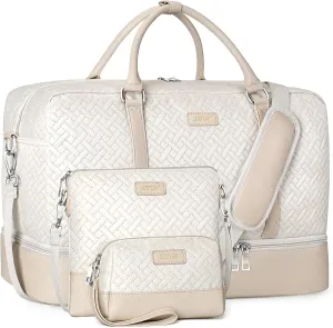 IBFUN Weekender Bags for Women, 21" Weekender Travel Bag, Travel Duffle Bag with Shoe Compartment Carry on Overnight Duffel Bag for Weekend Travel Business Trip, 3PCS