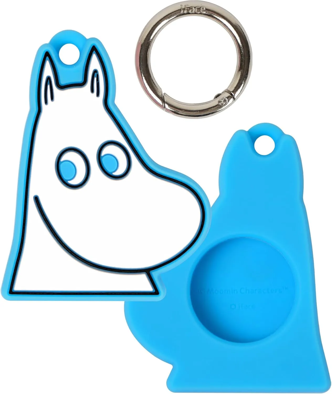 iFace Moomin Character Figure Case Compatible with Apple AirTags – Silicone Protective Keychain Cover [Carabiner Clip Included] – Moomintroll