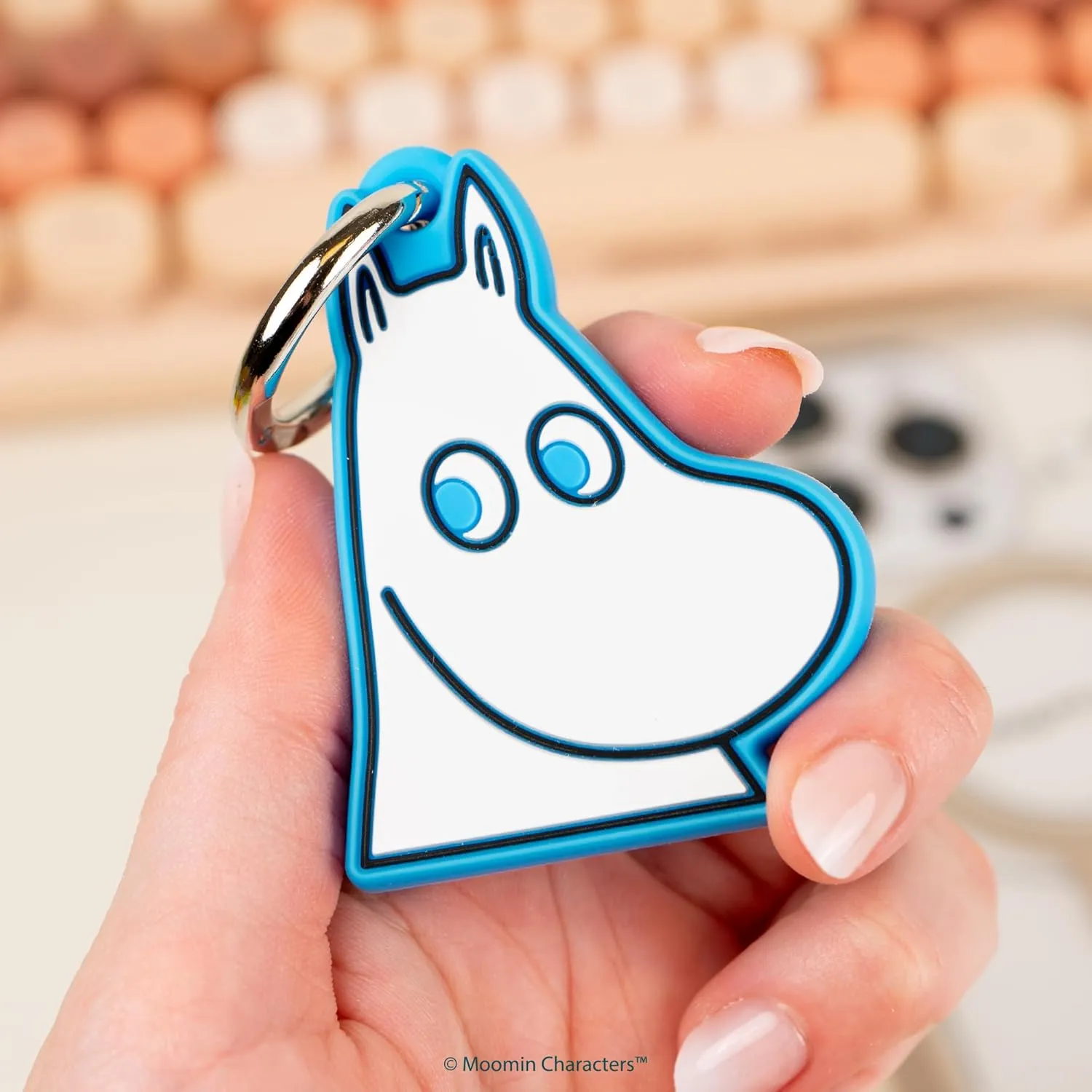 iFace Moomin Character Figure Case Compatible with Apple AirTags – Silicone Protective Keychain Cover [Carabiner Clip Included] – Moomintroll
