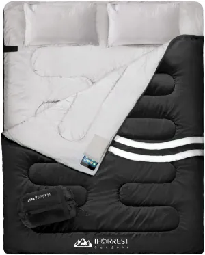 IFORREST Double Sleeping Bag for Adults - 2 Person Cold Weather(3-4 Seasons) Camping Bed, Extra-Wide & Warm - Queen Size XL