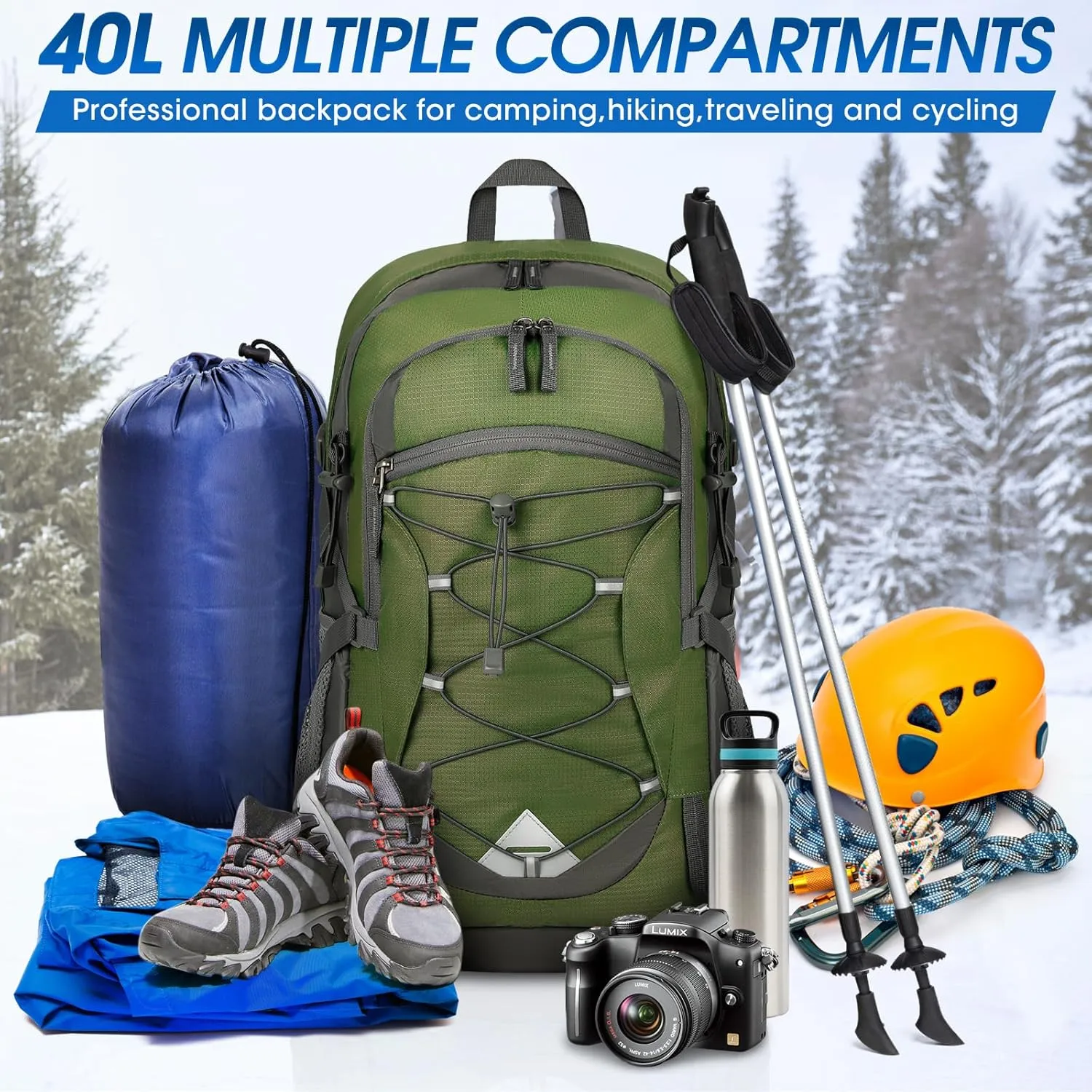 IGOLUMON Hiking Backpack 40L Packable Lightweight Camping Backpack Men Women Waterproof Hiking Daypack Outdoor Travel Daypack