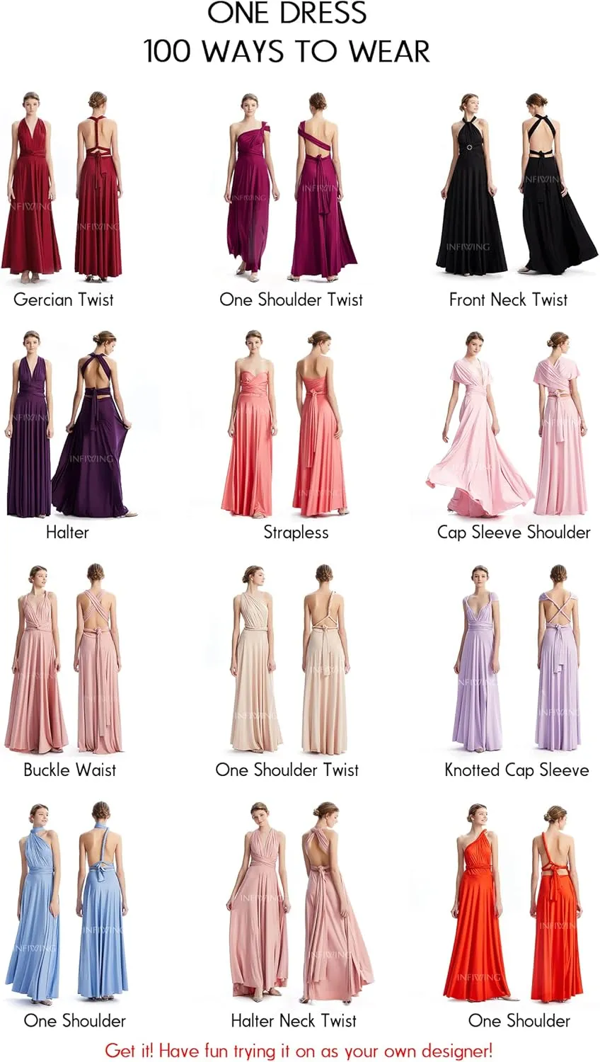 Infinity Dresses for Bridesmaids,Wedding Guest Dresses for Women,Plus Size Wrap Dress Long Maxi Convertible Multiway Dress
