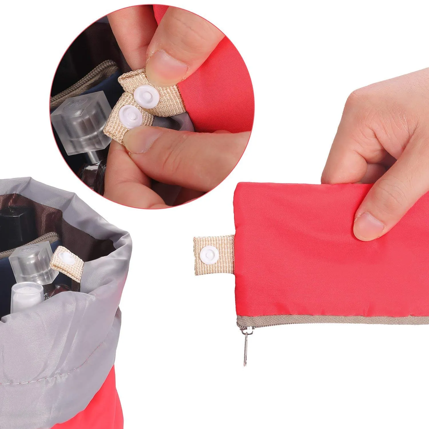 INVODA Drawstring Cosmetic Bag 4PCS Travel Makeup Bag for Women Toiletry Bag Portable Drawstring Make up Organizer Bag for Travel (Green Pink Blue Red)