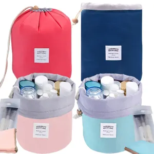 INVODA Drawstring Cosmetic Bag 4PCS Travel Makeup Bag for Women Toiletry Bag Portable Drawstring Make up Organizer Bag for Travel (Green Pink Blue Red)