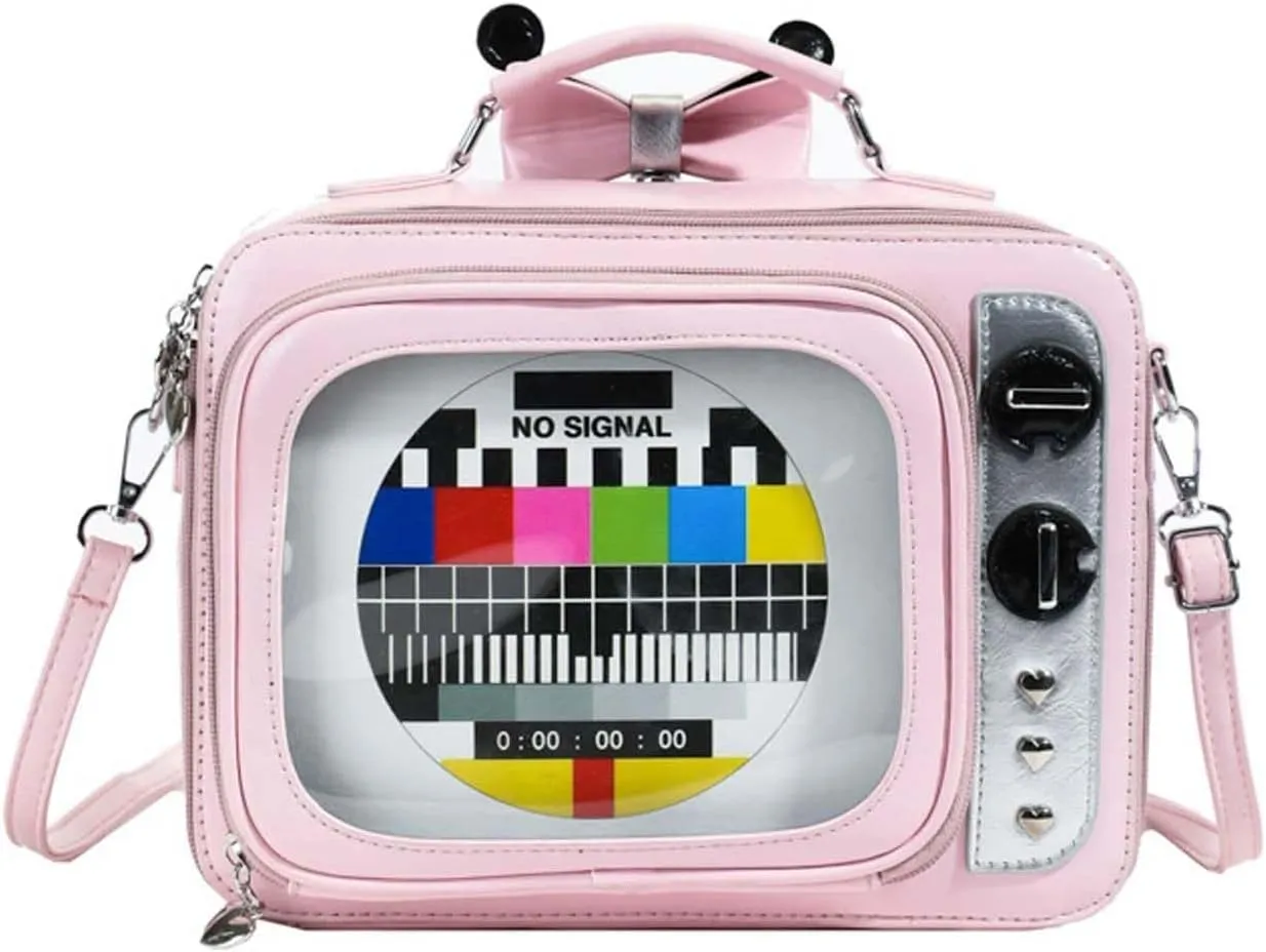 itabag Retro Television Shoulder Bag Clear Windows Anime Display Crossbody Bag for women anime pins display