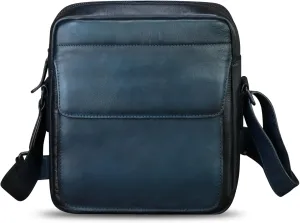 IVTG Genuine Leather Messenger Bag for Men Crossbody Shoulder Bag Satchel Casual Sling Daypack Work Business Daily Purses