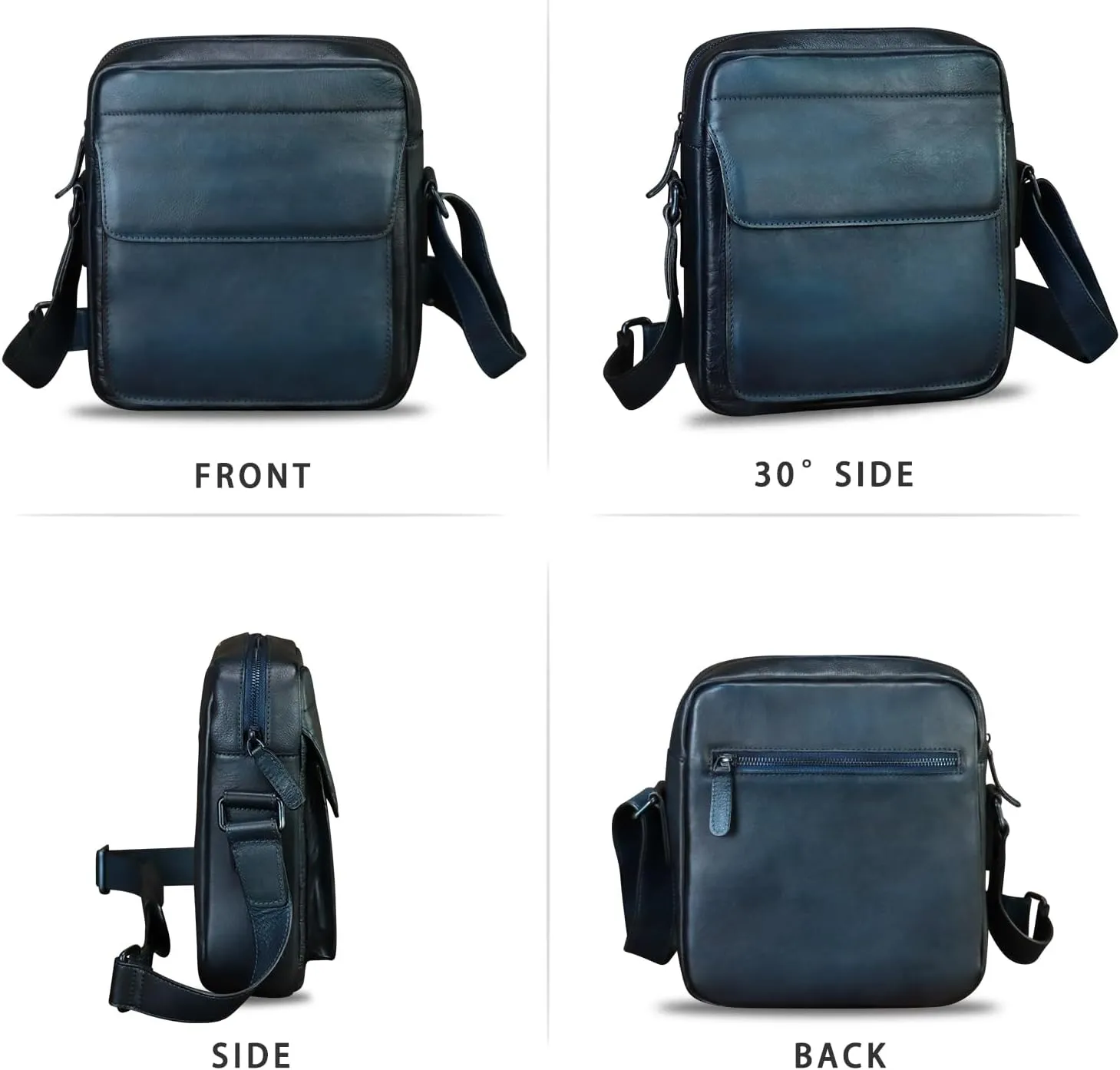 IVTG Genuine Leather Messenger Bag for Men Crossbody Shoulder Bag Satchel Casual Sling Daypack Work Business Daily Purses