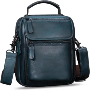 IVTG Genuine Leather Messenger Bag for Men Sling Purse Crossbody Shoulder Bags Satchel for Work Business Handbags