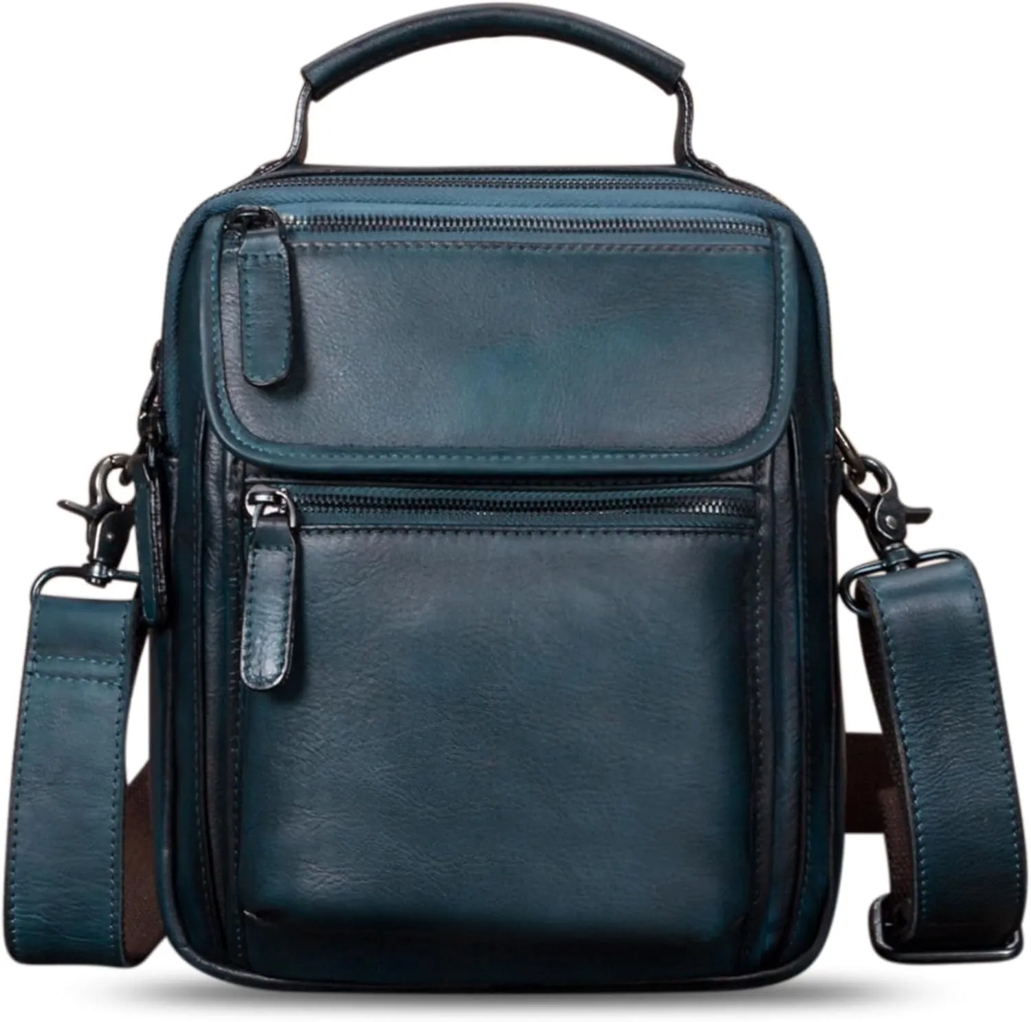 IVTG Genuine Leather Messenger Bag for Men Sling Purse Crossbody Shoulder Bags Satchel for Work Business Handbags