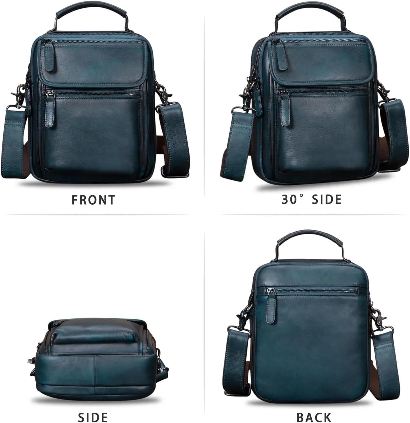 IVTG Genuine Leather Messenger Bag for Men Sling Purse Crossbody Shoulder Bags Satchel for Work Business Handbags