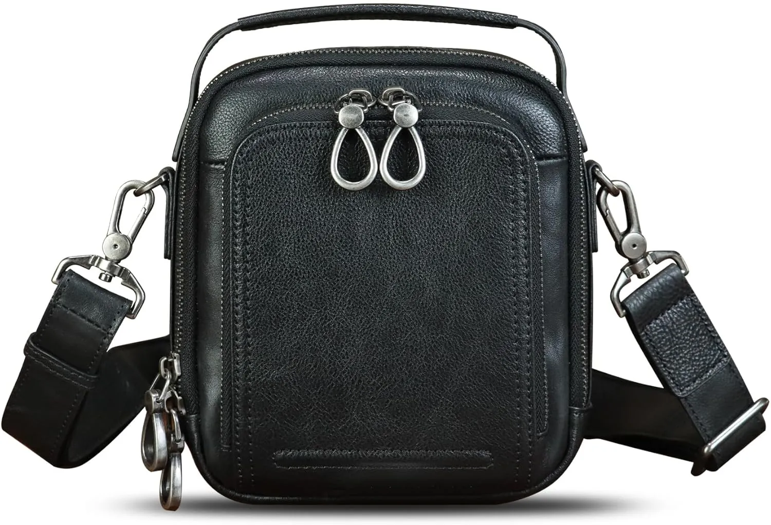 IVTG Genuine Leather Messenger Bag for Men Small Sling Purse Crossbody Shoulder Bags Satchel for Work Business Handbags