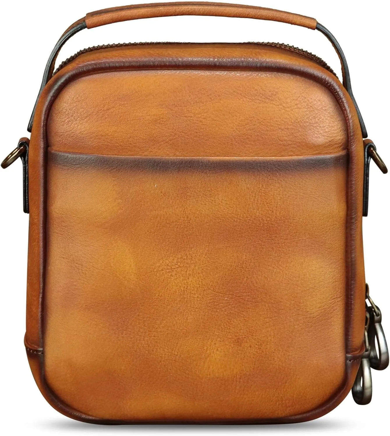 IVTG Genuine Leather Messenger Bag for Men Small Sling Purse Crossbody Shoulder Bags Satchel for Work Business Handbags