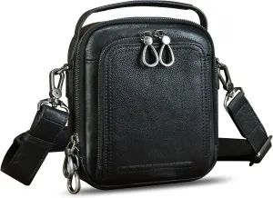 IVTG Genuine Leather Messenger Bag for Men Small Sling Purse Crossbody Shoulder Bags Satchel for Work Business Handbags
