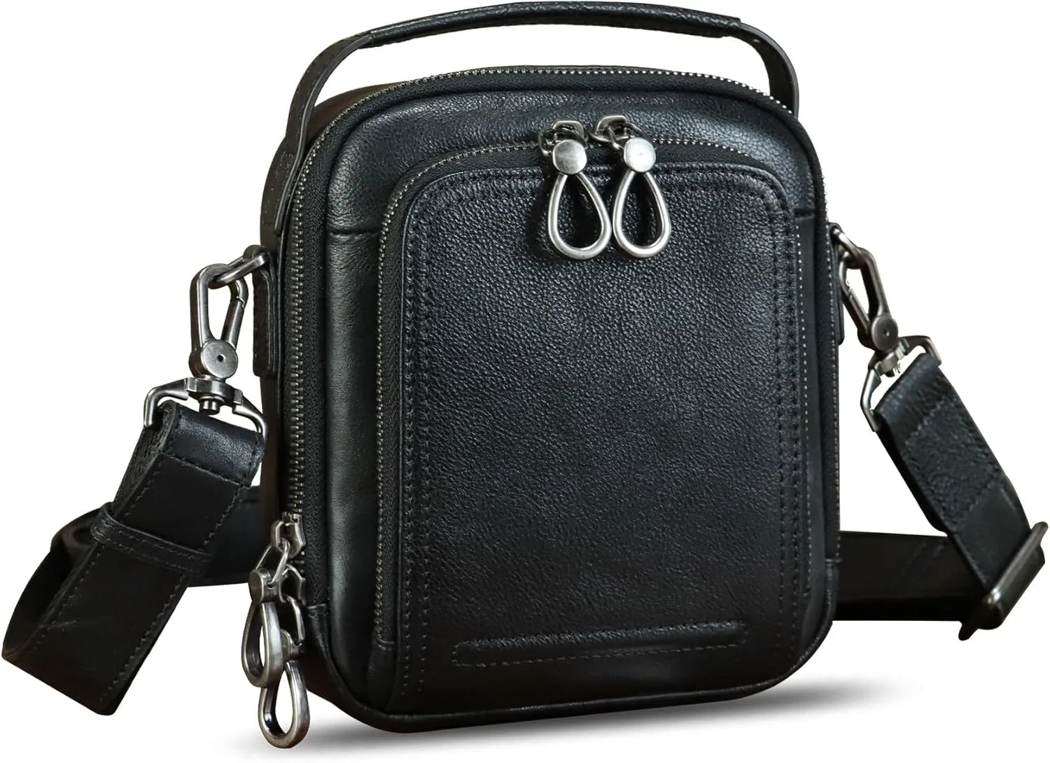 IVTG Genuine Leather Messenger Bag for Men Small Sling Purse Crossbody Shoulder Bags Satchel for Work Business Handbags