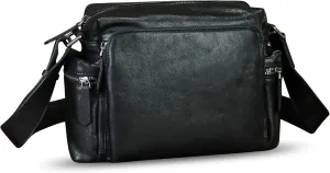 IVTG Genuine Leather Purse and Messenger Bag for Men Fashion Leather Shoulder Bag Briefcase Satchel Crossbody Bags Strap