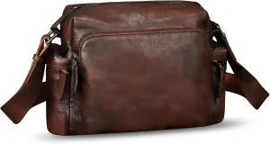 IVTG Genuine Leather Purse and Messenger Bag for Men Fashion Leather Shoulder Bag Briefcase Satchel Crossbody Bags Strap