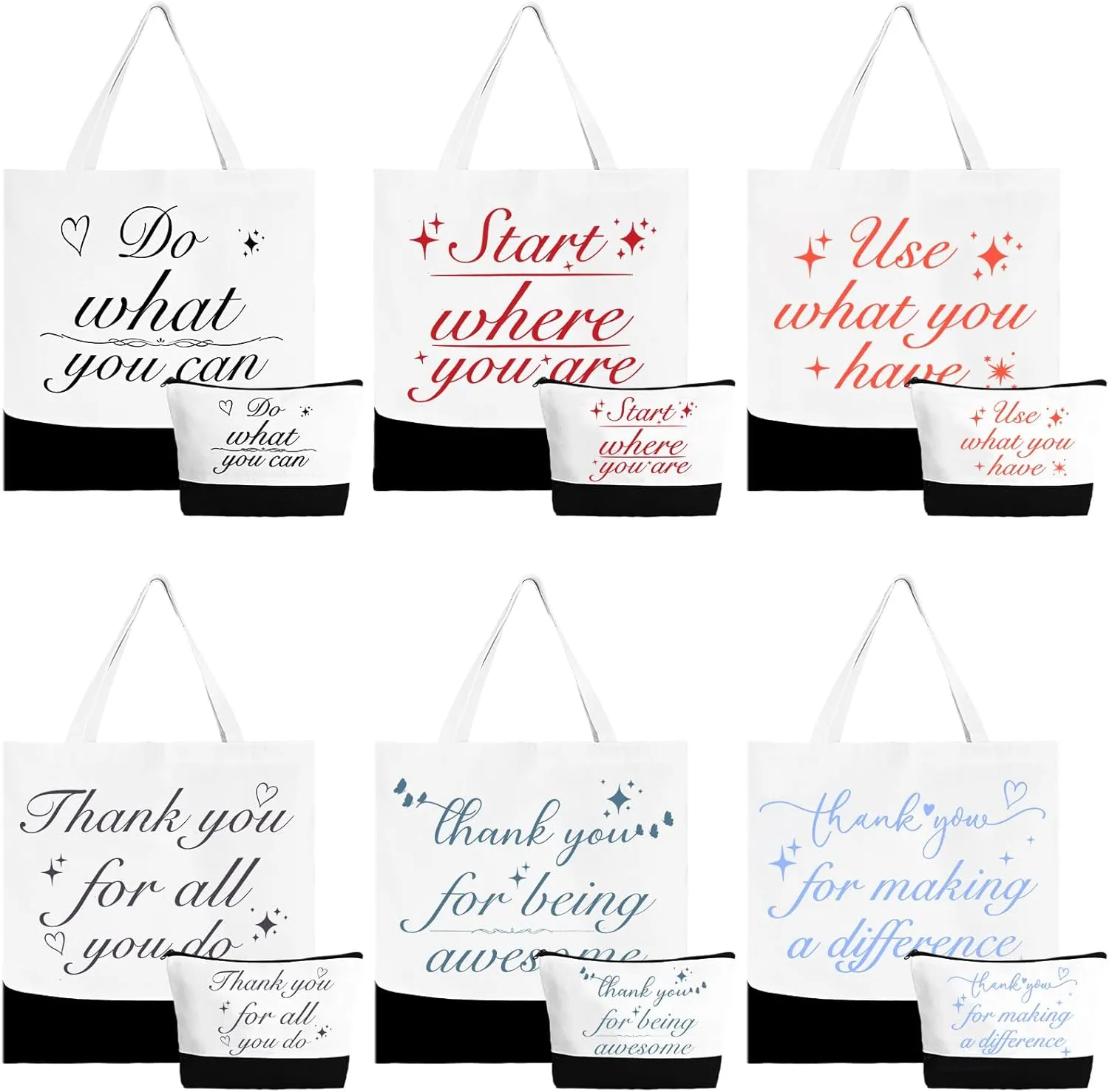 IWOLOMI Employee Appreciation Gifts Bags Bulk Set of 6 Staff Appreciation Gifts for Women Thank You Tote Bags for Staff Teacher Nurse Lady Employee Appreciation Gift Bulk Makeup Bags