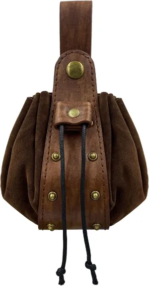 JAOYU Leather Drawstring Belt Pouch Renaissance Medieval Coin Pouch Leather Waist Pack Vintage Belt Pouch Dice Bag for LARP Ren Faire Accessories